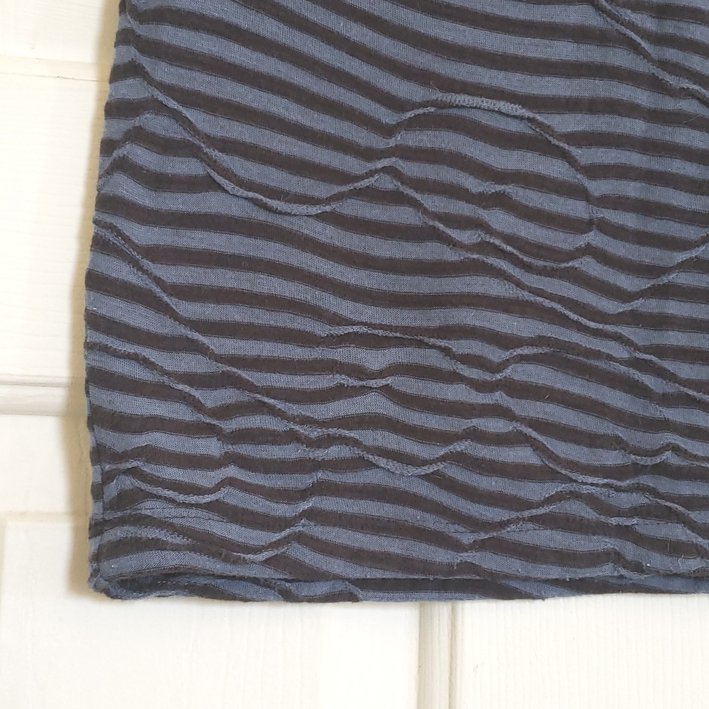 FREE PEOPLE Striped Bodycon Mini Skirt Black Blue SMALL Cotton Blend - Picture 5 of 9